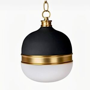 Pendant Chandelier Lamp Lighting Light Globe 13" X 10" New In Box Black Gold